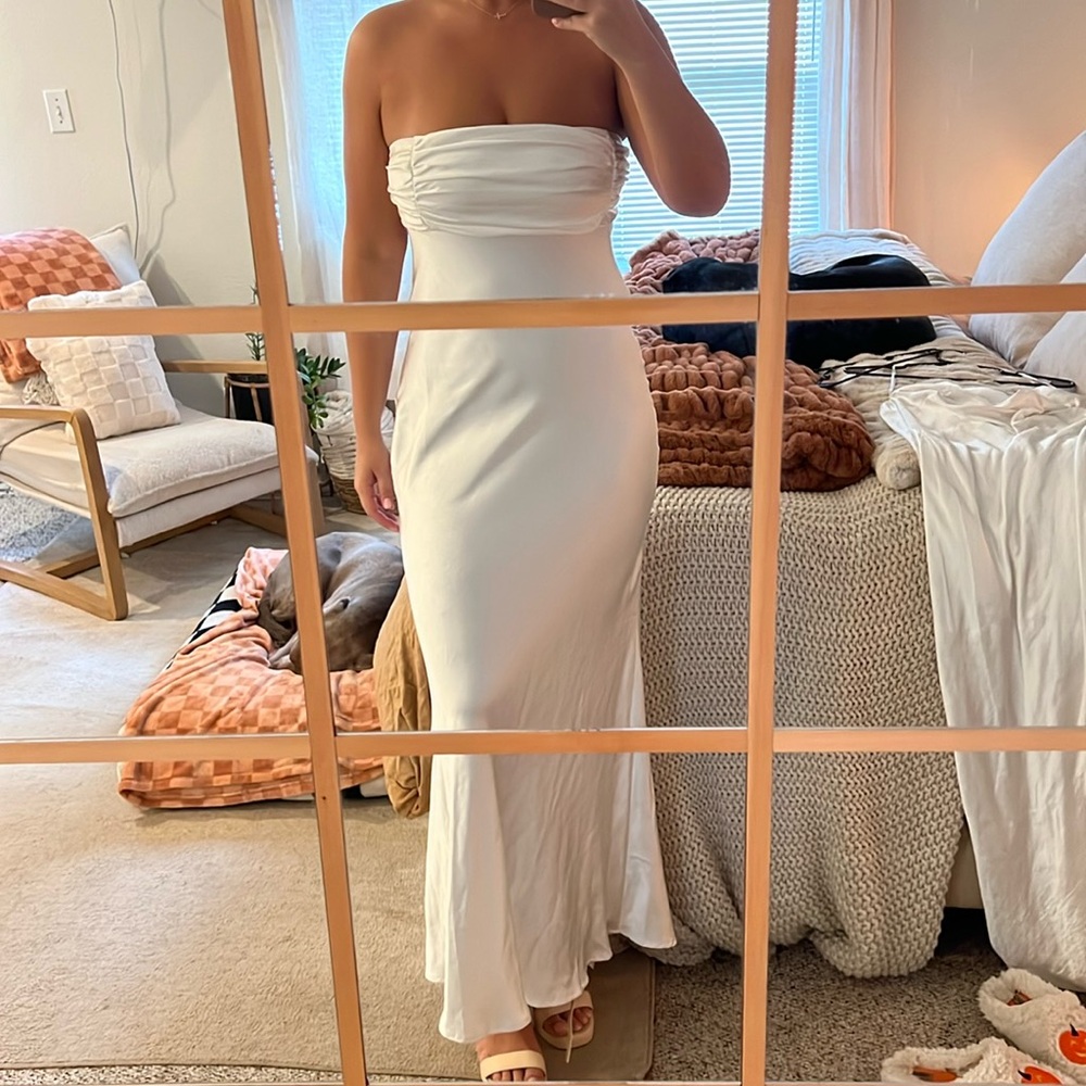 Brand new white silk dress